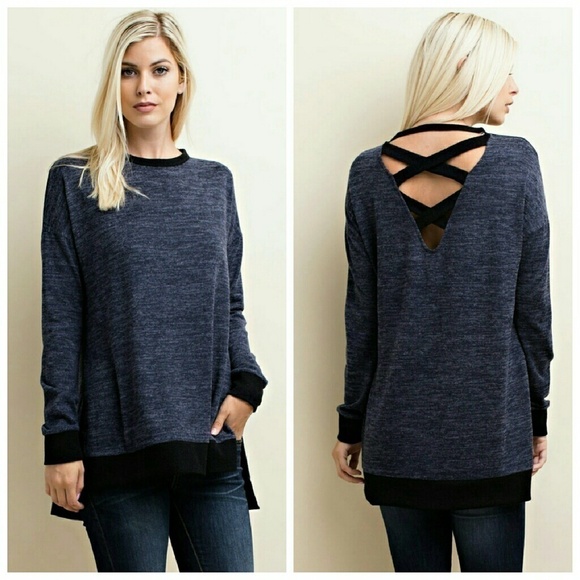 Perfect Criss Cross Top Navy - Picture 1 of 1